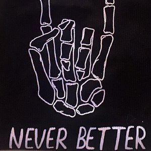 "never better" graphic oversized crew neck